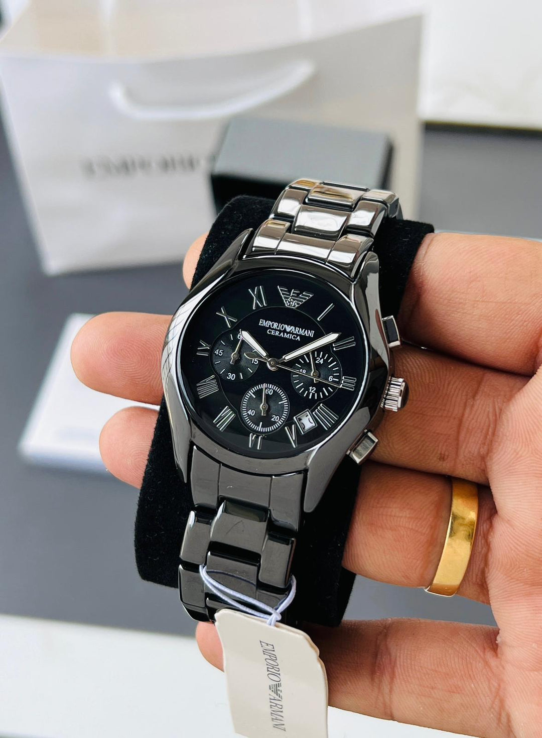 Emporio Armani AR1400 Black Ceramic Chronograph